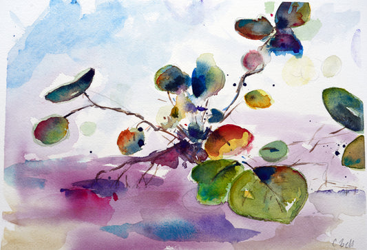 Pink Sea Grapes, 12 x 18 Original Watercolor Painting